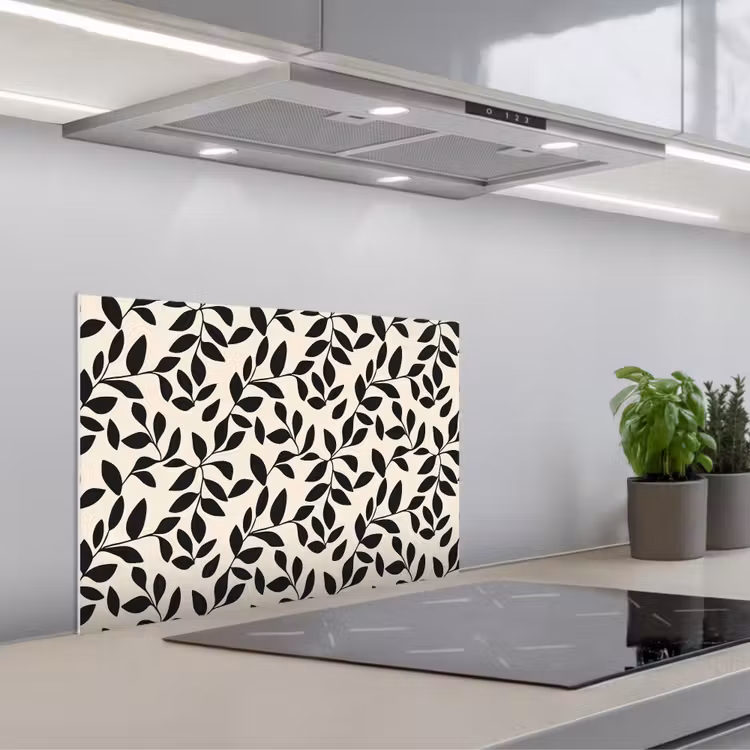 Paraschizzi cucina - Elegante - Fantasia - Nero - Beige — 1