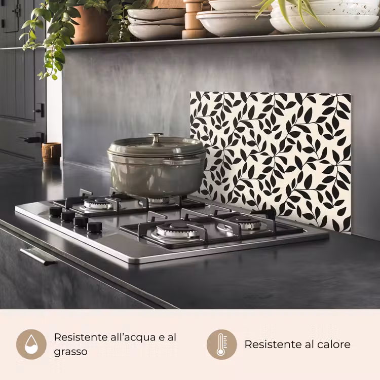 Paraschizzi cucina - Elegante - Fantasia - Nero - Beige — 2