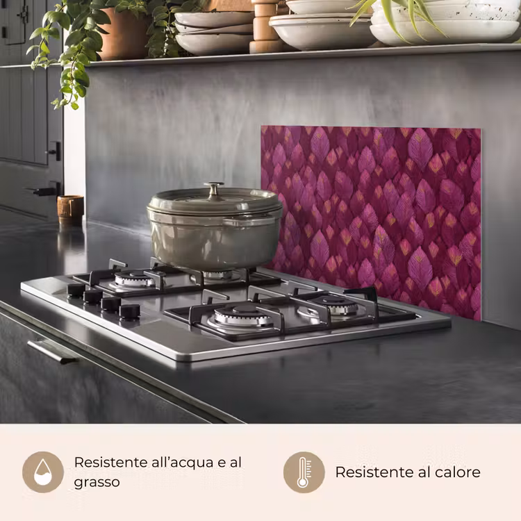 Paraschizzi cucina - Foglie - Motivo - Borgogna — 2