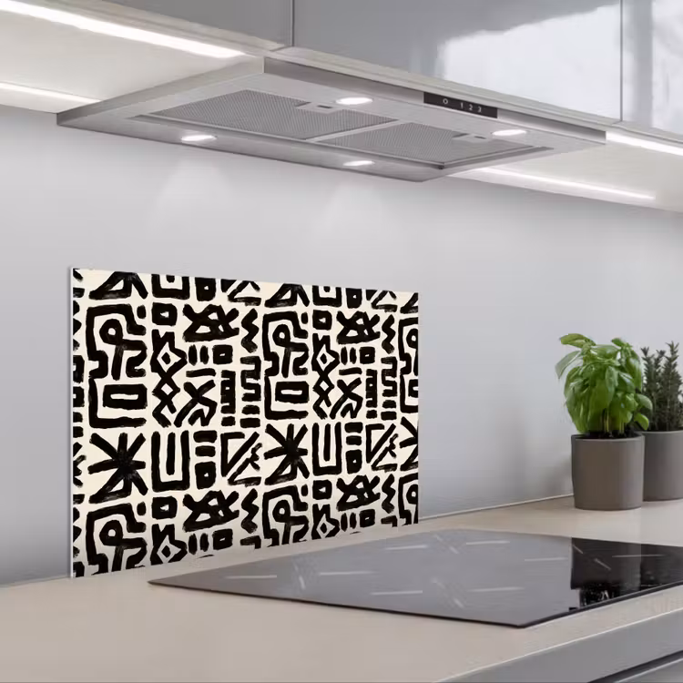 Paraschizzi cucina - Geometrico - Figure - Nero — 1