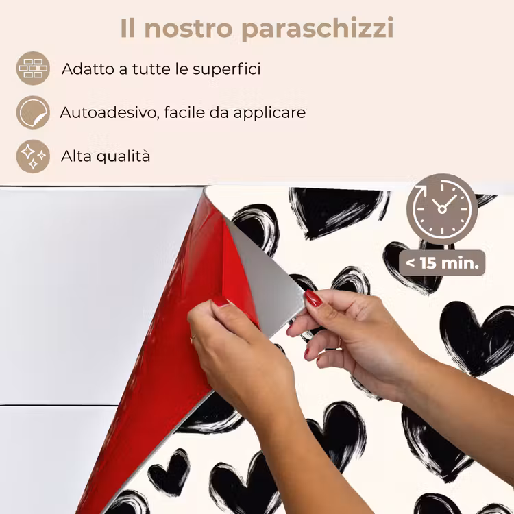 Paraschizzi cucina - Cuori - Motivo - Nero — 4