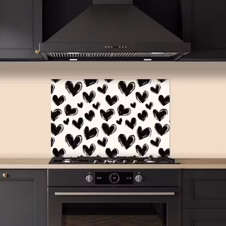 Paraschizzi cucina - Cuori - Motivo - Nero — 5