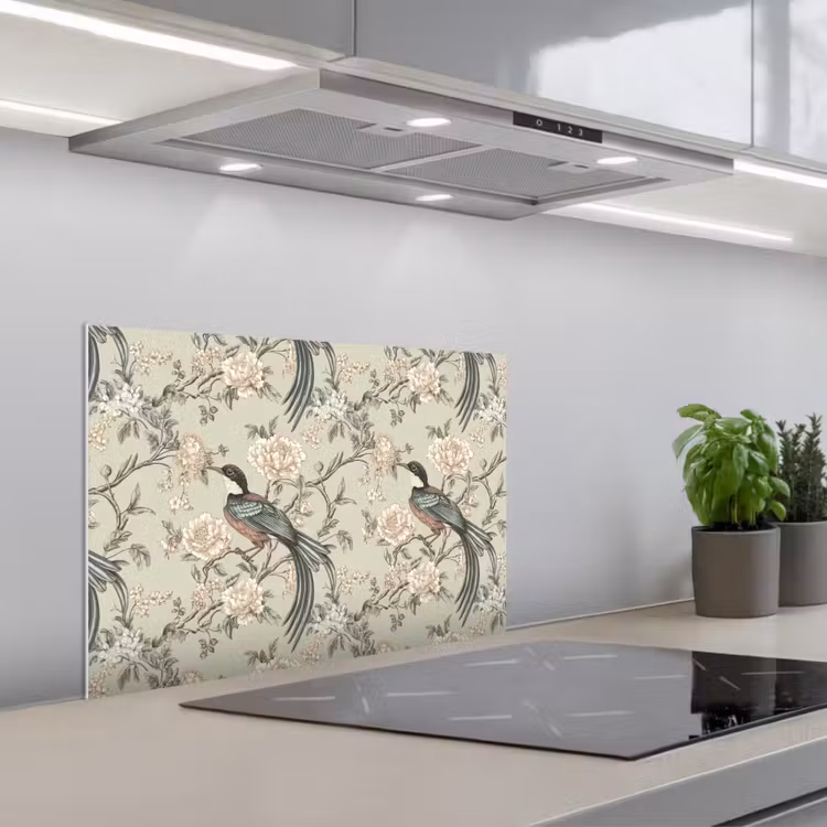 Paraschizzi cucina - Fiore - Uccello - Colorato — 1