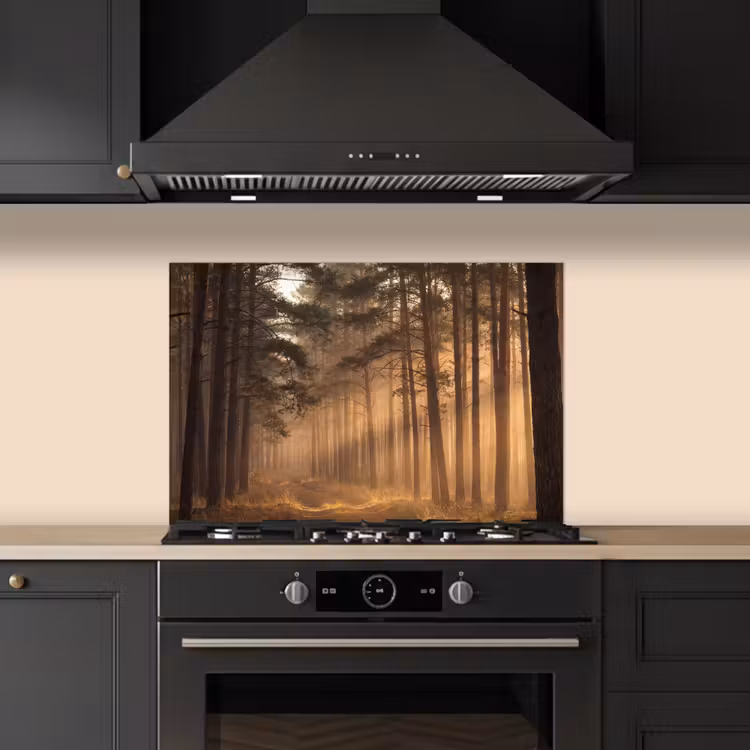 Paraschizzi cucina - Foresta - Nebbia - Luce del sole — 5