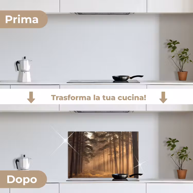 Paraschizzi cucina - Foresta - Nebbia - Luce del sole — 7