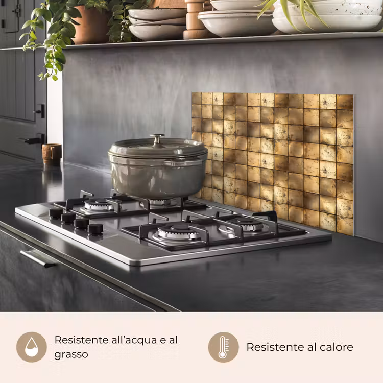 Paraschizzi cucina - Geometrico - Piastrelle - Oro — 2