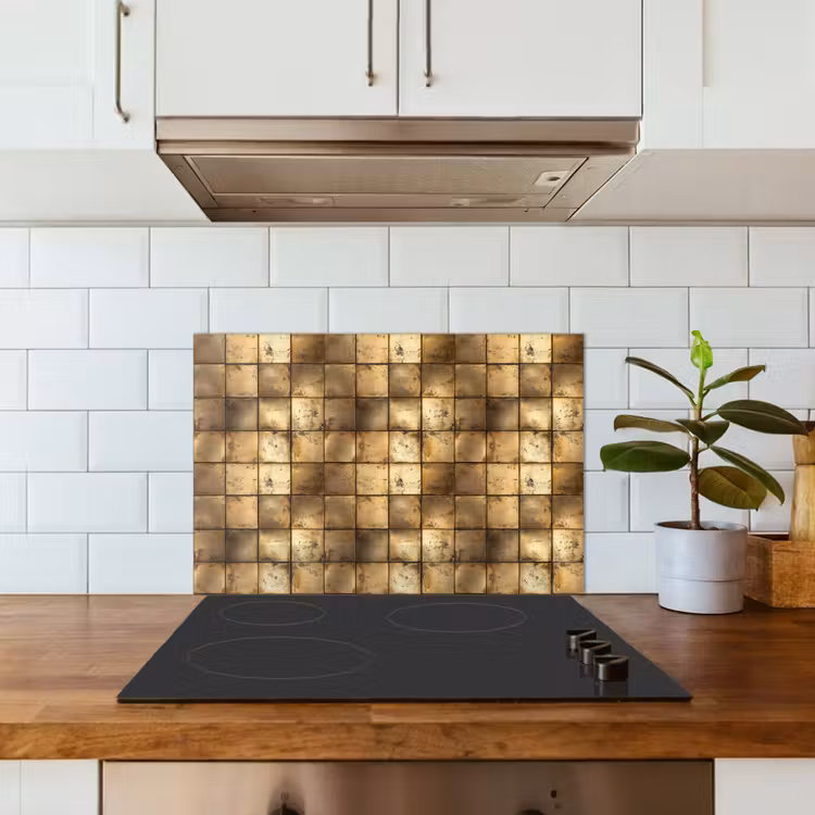 Paraschizzi cucina - Geometrico - Piastrelle - Oro — 3