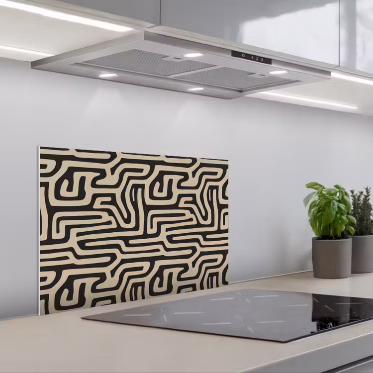 Paraschizzi cucina - Grafica - Linee - Nero — 1
