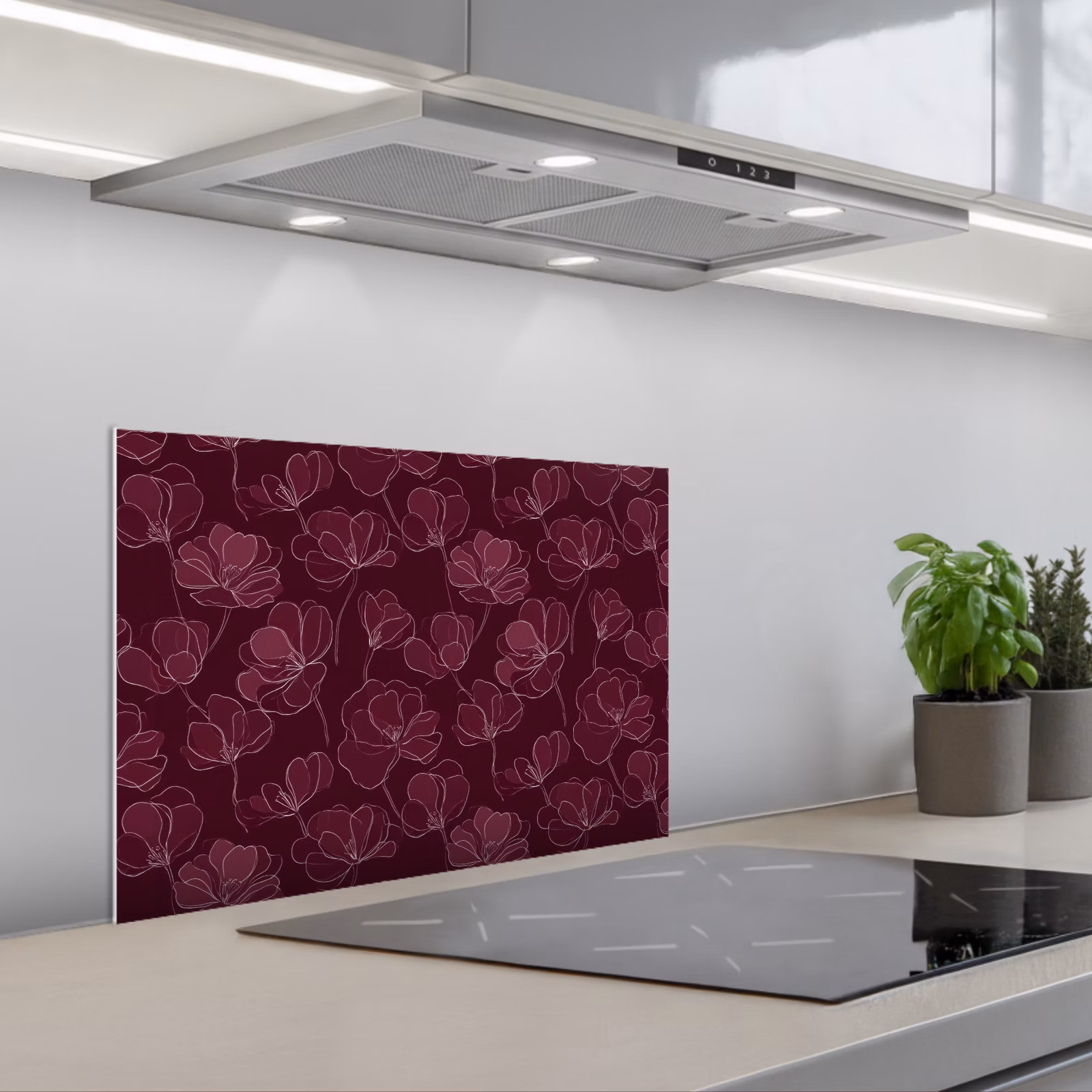 Paraschizzi cucina - Fiori - Motivo - Borgogna — 1