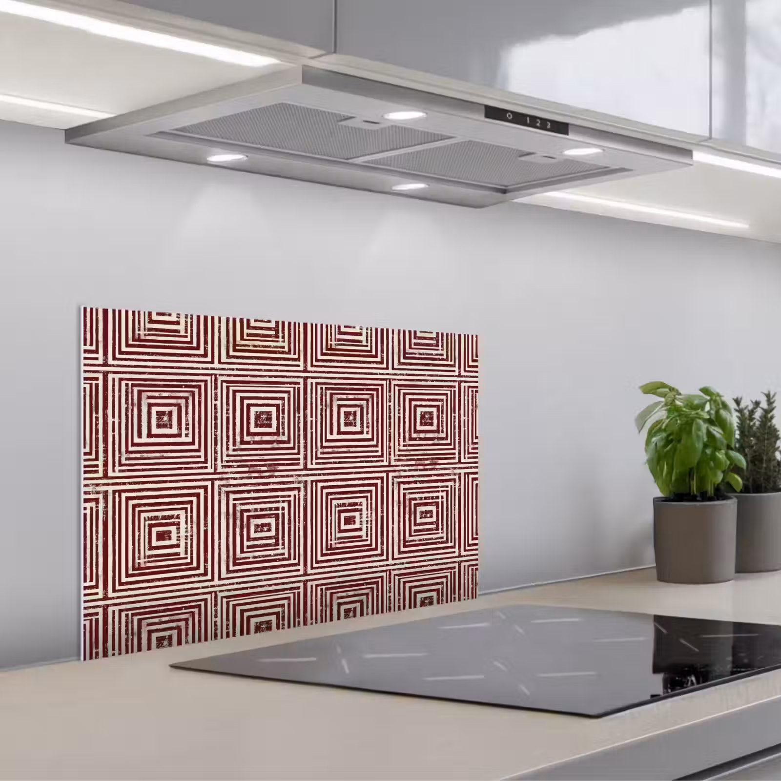Paraschizzi cucina - Geometrico - Motivo - Rosso — 1