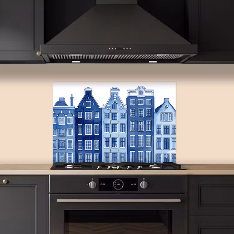 Paraschizzi cucina - Acquerello - Case sul canale - Delftware — 5