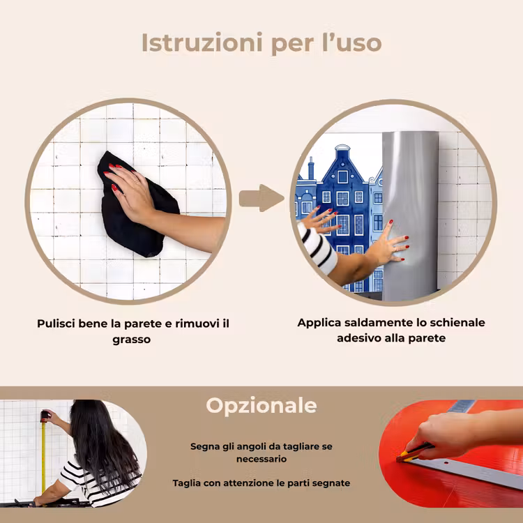 Paraschizzi cucina - Acquerello - Case sul canale - Delftware — 6