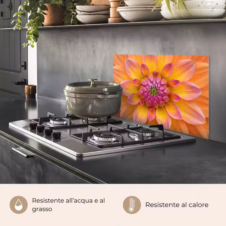 Paraschizzi cucina - Dalia - Fiore - Arancione — 2