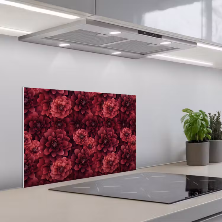 Paraschizzi cucina - Dalie - Fiori - Rosso — 1
