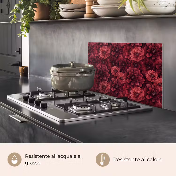 Paraschizzi cucina - Dalie - Fiori - Rosso — 2