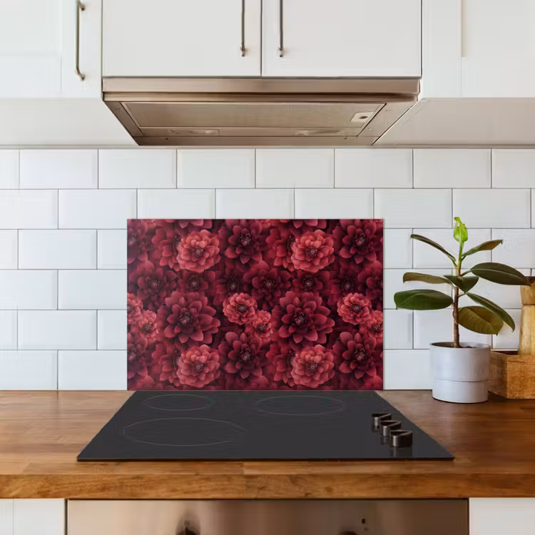 Paraschizzi cucina - Dalie - Fiori - Rosso — 3