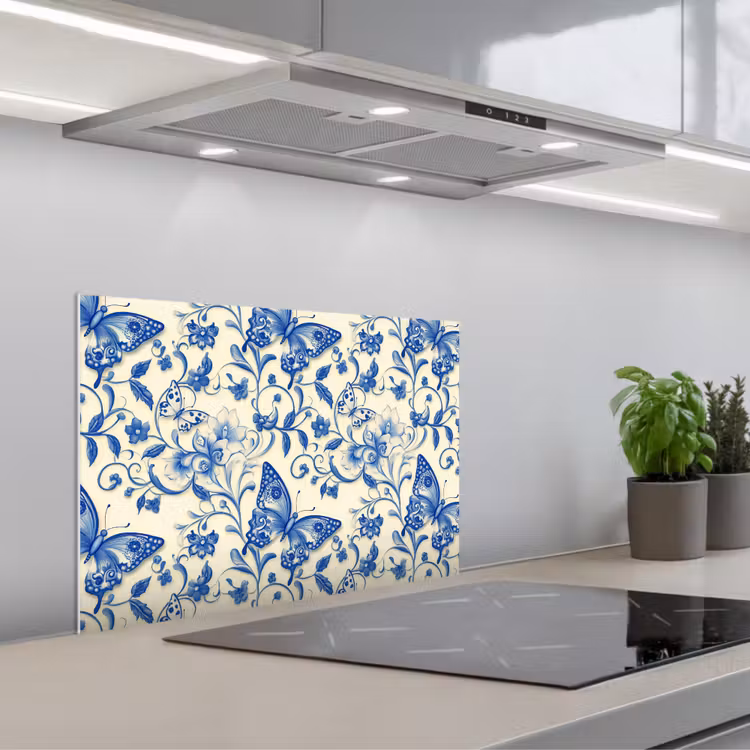 Paraschizzi cucina - Farfalle - Fiori - Blu - Botanica — 1