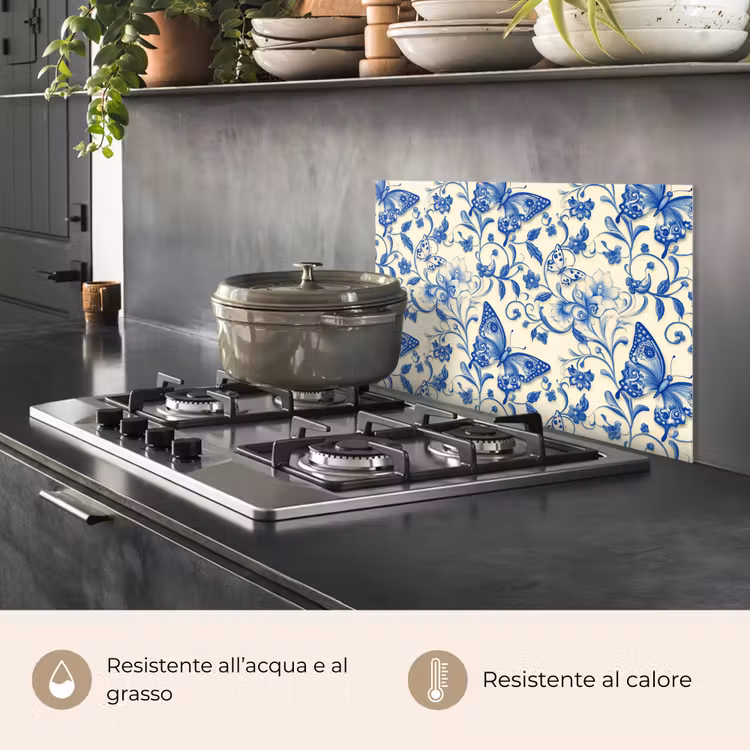 Paraschizzi cucina - Farfalle - Fiori - Blu - Botanica — 2