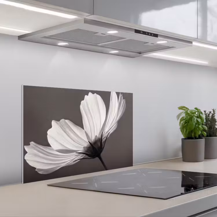 Paraschizzi cucina - Fiore - Minimalista - Nero - Bianco — 1