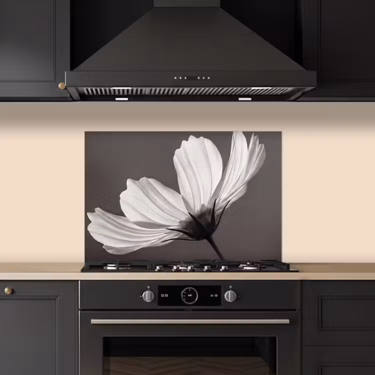 Paraschizzi cucina - Fiore - Minimalista - Nero - Bianco — 5