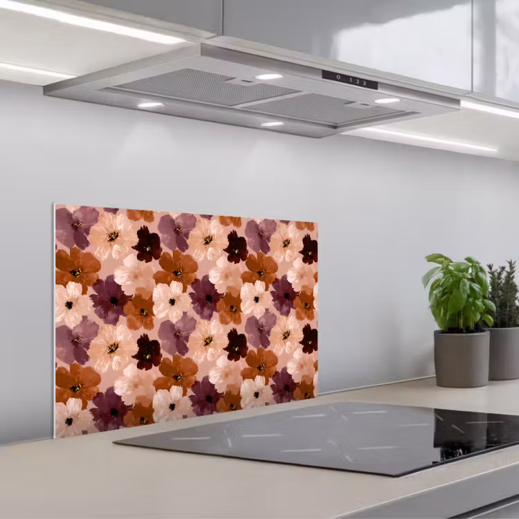 Paraschizzi cucina - Fiori - Astratto - Toni della terra — 1
