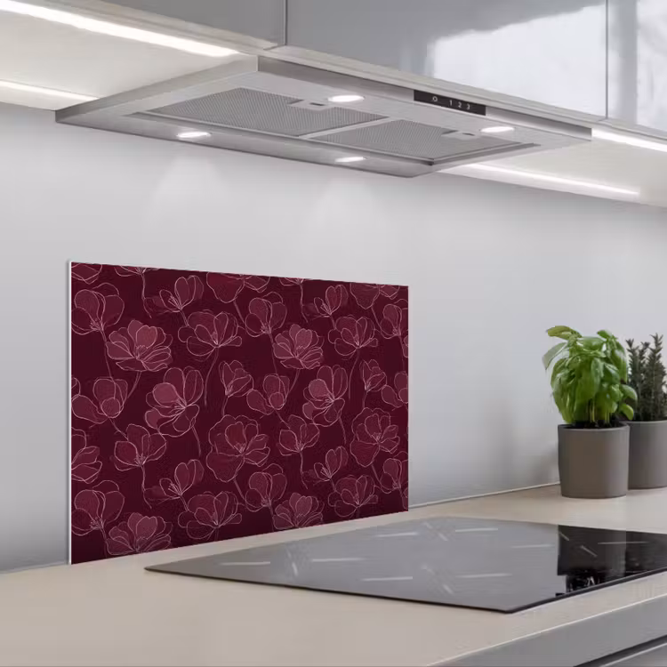 Paraschizzi cucina - Fiori - Motivo - Borgogna — 1