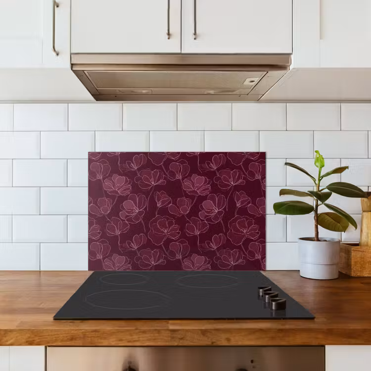 Paraschizzi cucina - Fiori - Motivo - Borgogna — 3