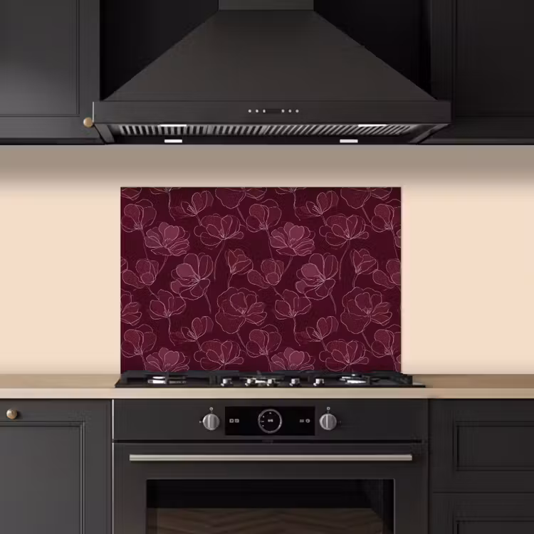 Paraschizzi cucina - Fiori - Motivo - Borgogna — 5