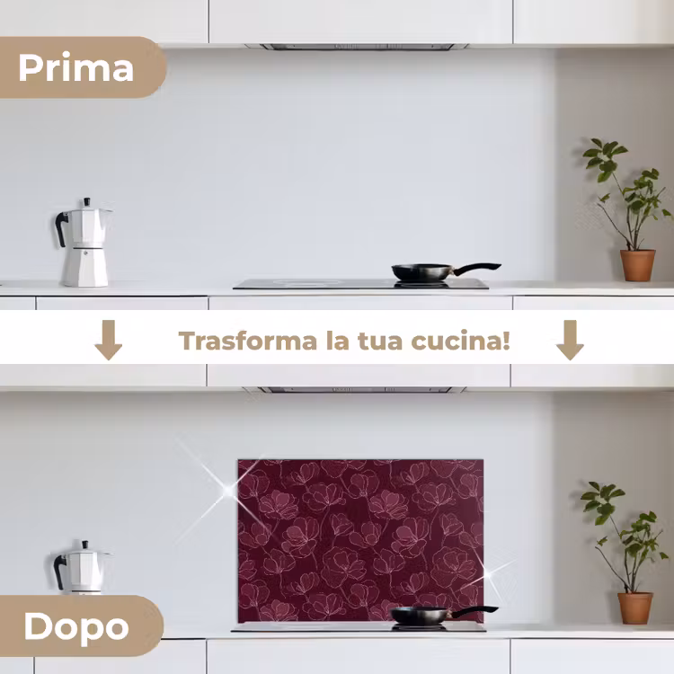 Paraschizzi cucina - Fiori - Motivo - Borgogna — 7
