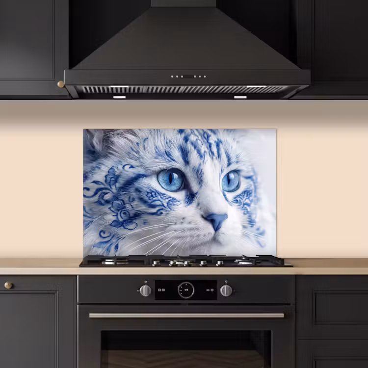 Paraschizzi cucina - Gatto - Motivo - Blu — 5