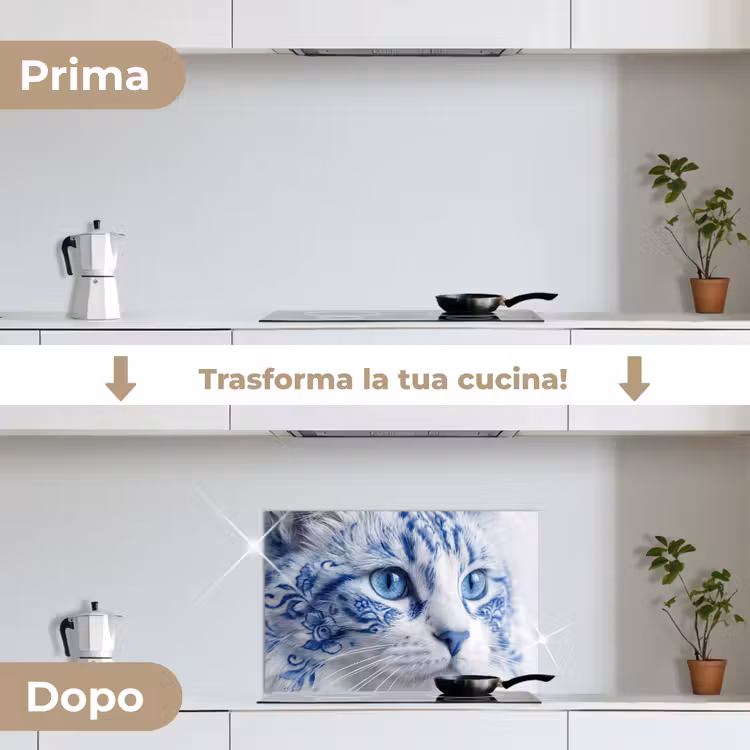 Paraschizzi cucina - Gatto - Motivo - Blu — 7