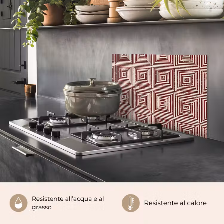 Paraschizzi cucina - Geometrico - Motivo - Rosso — 2