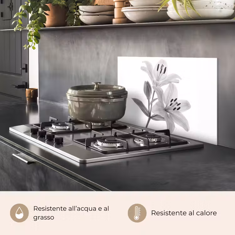 Paraschizzi cucina - Gigli - Elegante - Nero - Bianco — 2