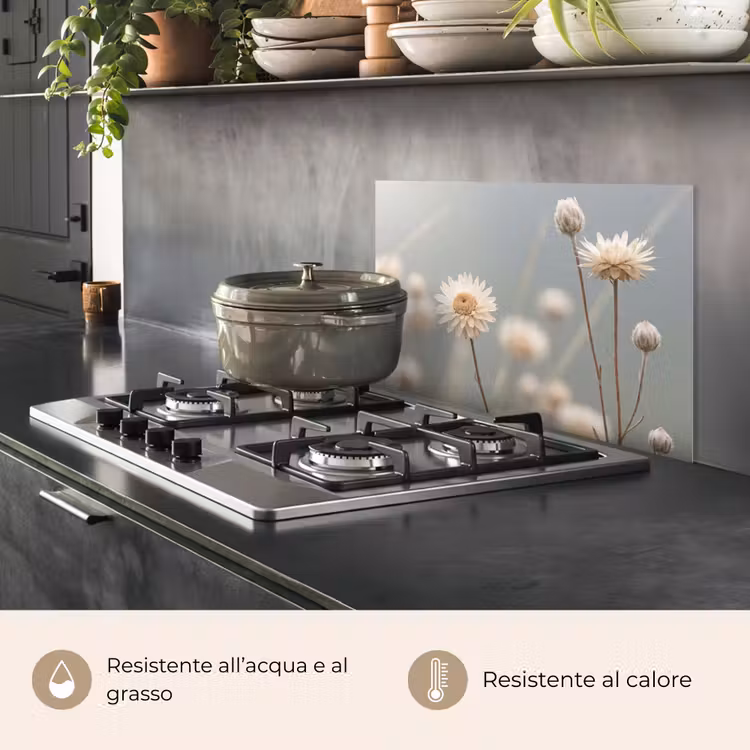 Paraschizzi cucina - Fiori di paglia - Bianco - Luce diurna — 2