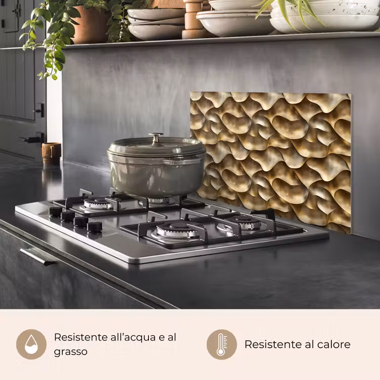 Paraschizzi cucina - Astratto - Antico - Oro — 2