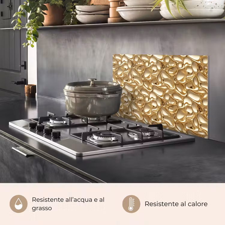 Paraschizzi cucina - Astratto - Moderno - Oro — 2