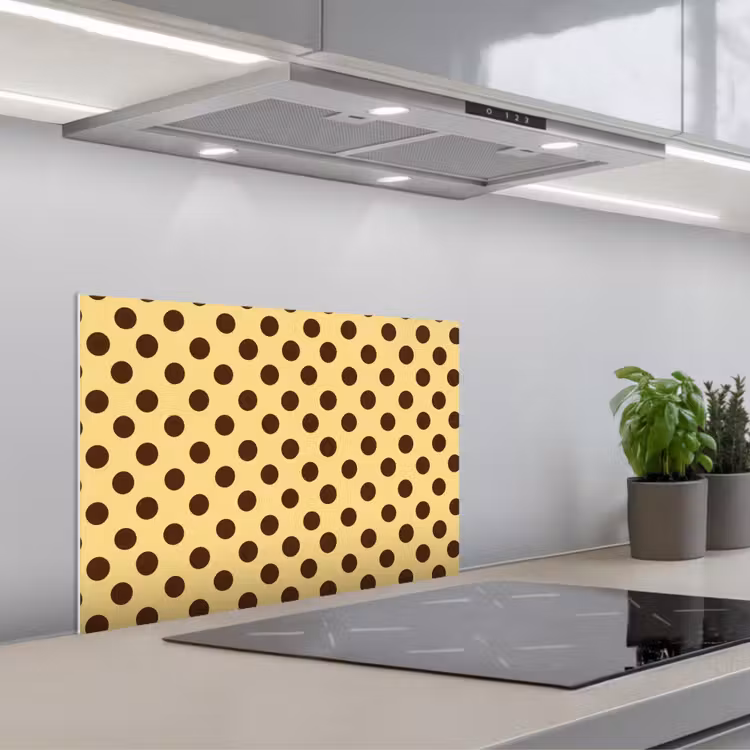 Paraschizzi cucina - A pois - Pois - Retrò - Giallo - Marrone — 1