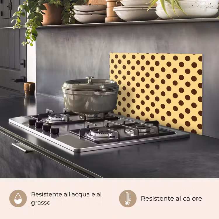 Paraschizzi cucina - A pois - Pois - Retrò - Giallo - Marrone — 2