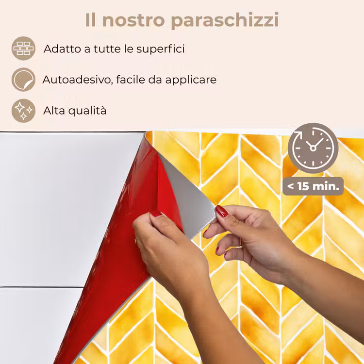 Paraschizzi cucina - A spina di pesce - Acquerello - Motivi - Giallo dorato — 4