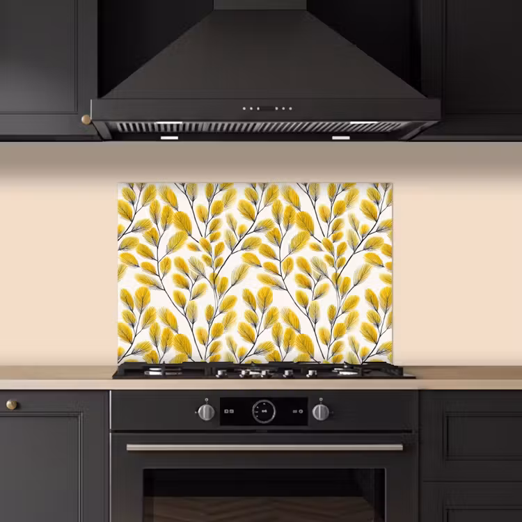 Paraschizzi cucina - Foglie - Botanico - Elegante - Giallo - Nero — 5