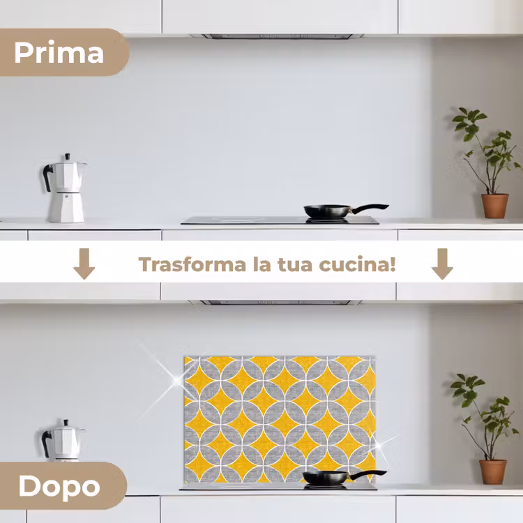 Paraschizzi cucina - Geometrico - Cerchi - Trama - Grigio - Giallo — 7