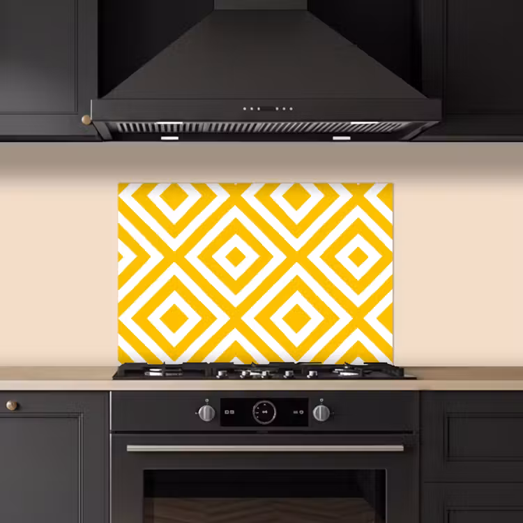 Paraschizzi cucina - Geometrico - Linee - Moderno - Giallo - Bianco — 5