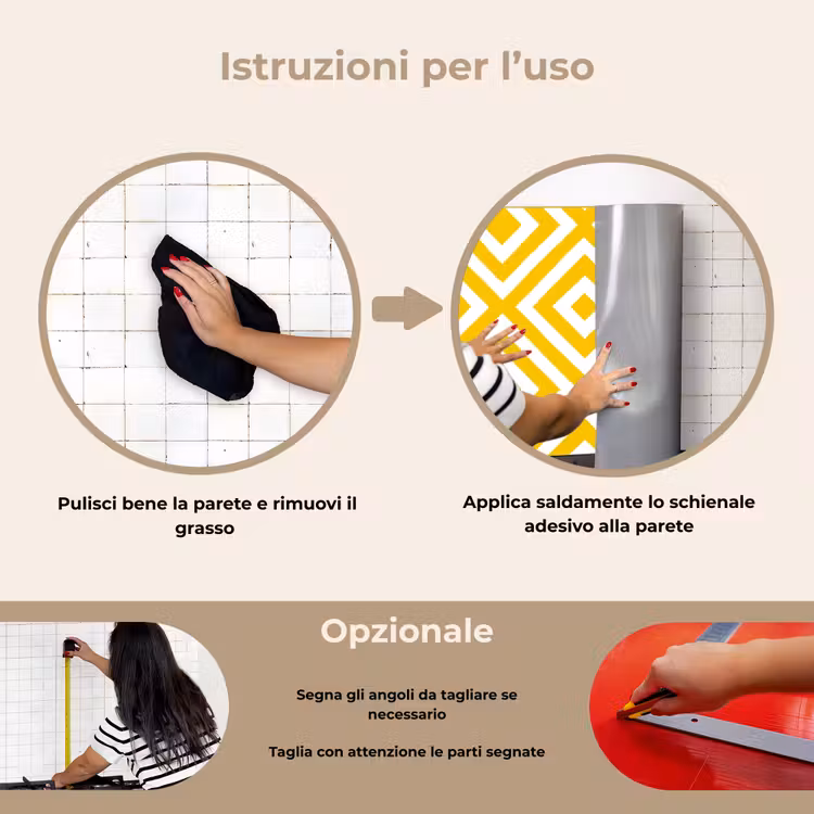 Paraschizzi cucina - Geometrico - Linee - Moderno - Giallo - Bianco — 6