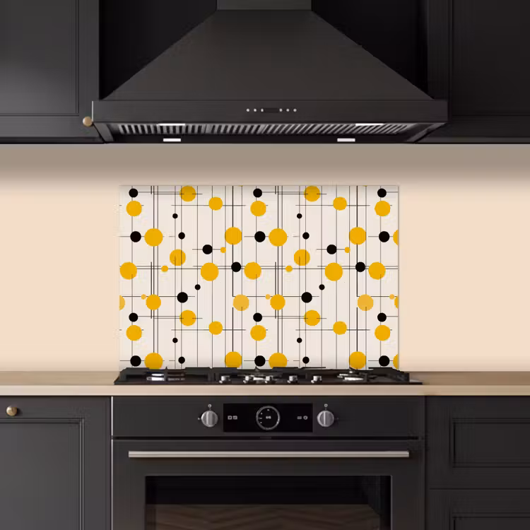 Paraschizzi cucina - Geometrico - Retrò - Linee - Giallo ocra - Nero — 5