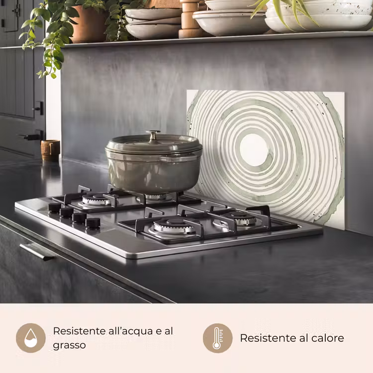 Paraschizzi cucina - Astrazione - Cerchi - Acquerello - Verde - Moderno — 2