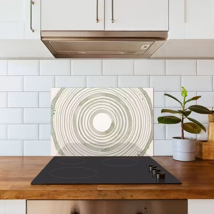 Paraschizzi cucina - Astrazione - Cerchi - Acquerello - Verde - Moderno — 3