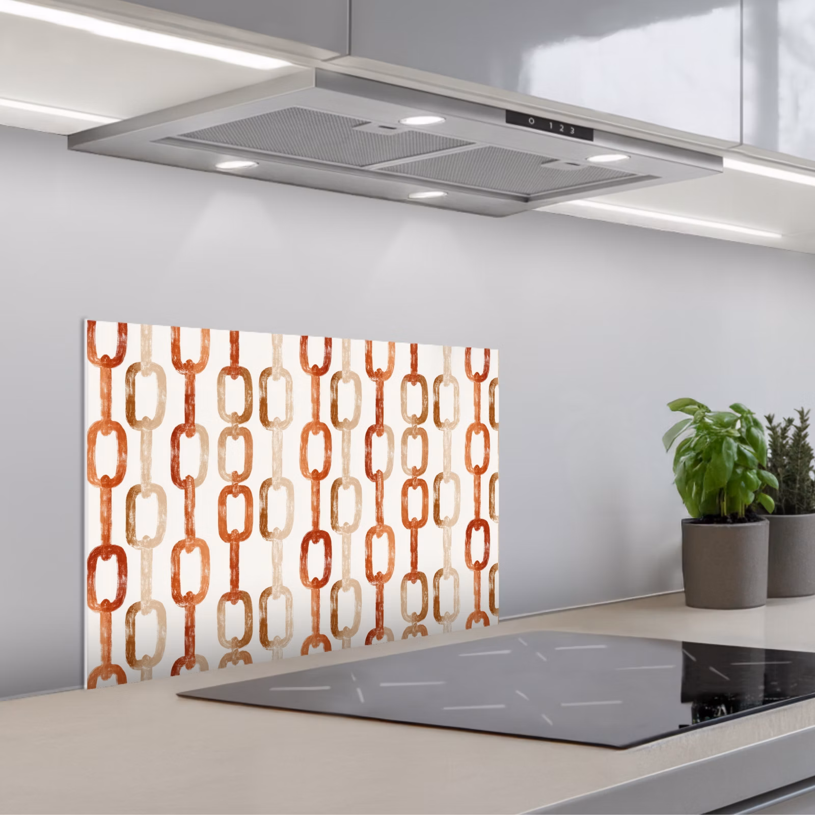 Paraschizzi cucina - Anelli - Motivo - Acquerello - Terracotta — 1