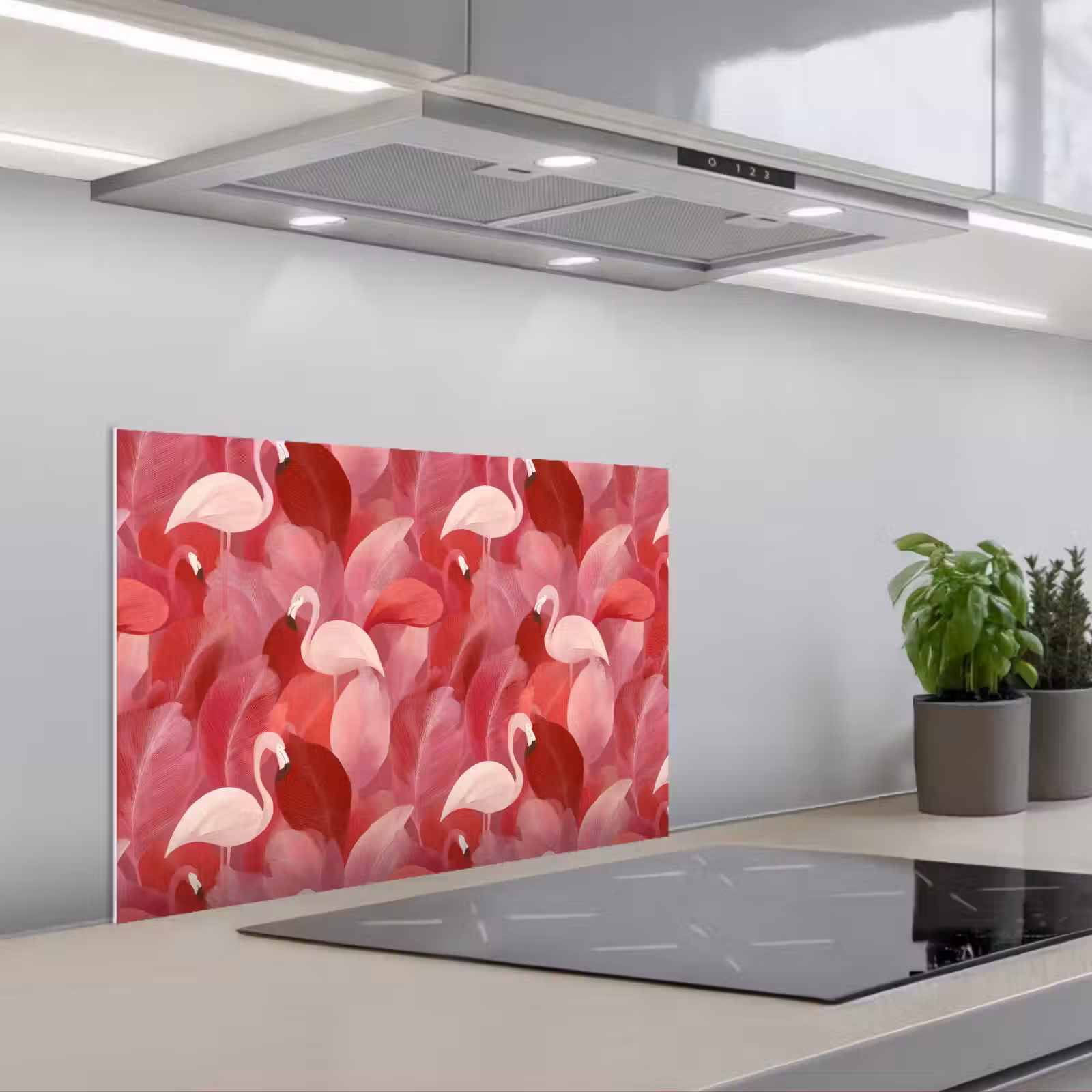 Paraschizzi cucina - Flamingo - Botanico - Elegante - Rosa - Rosso — 1