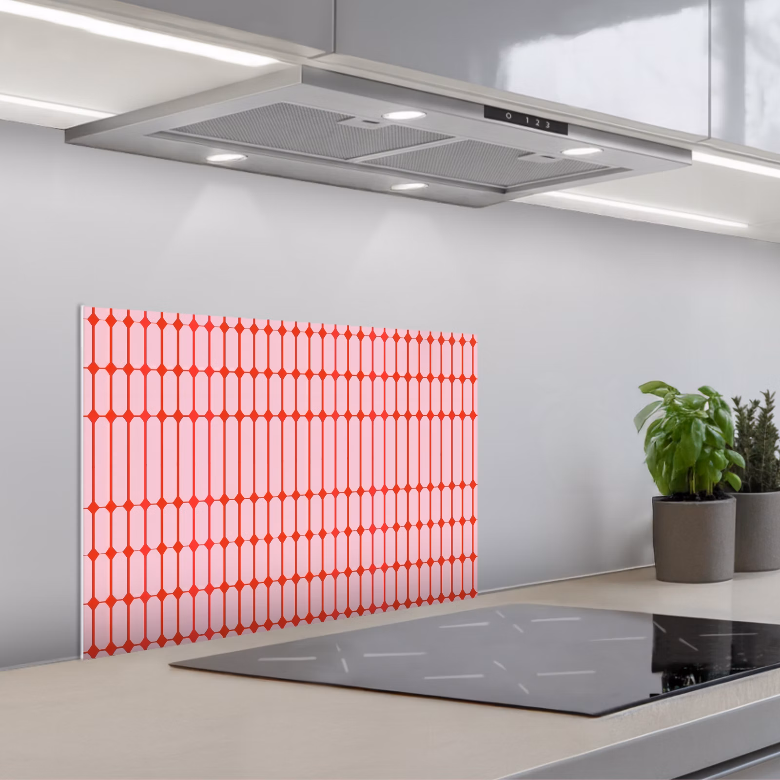 Paraschizzi cucina - Geometrico - Minimalista - Rosso - Rosa — 1