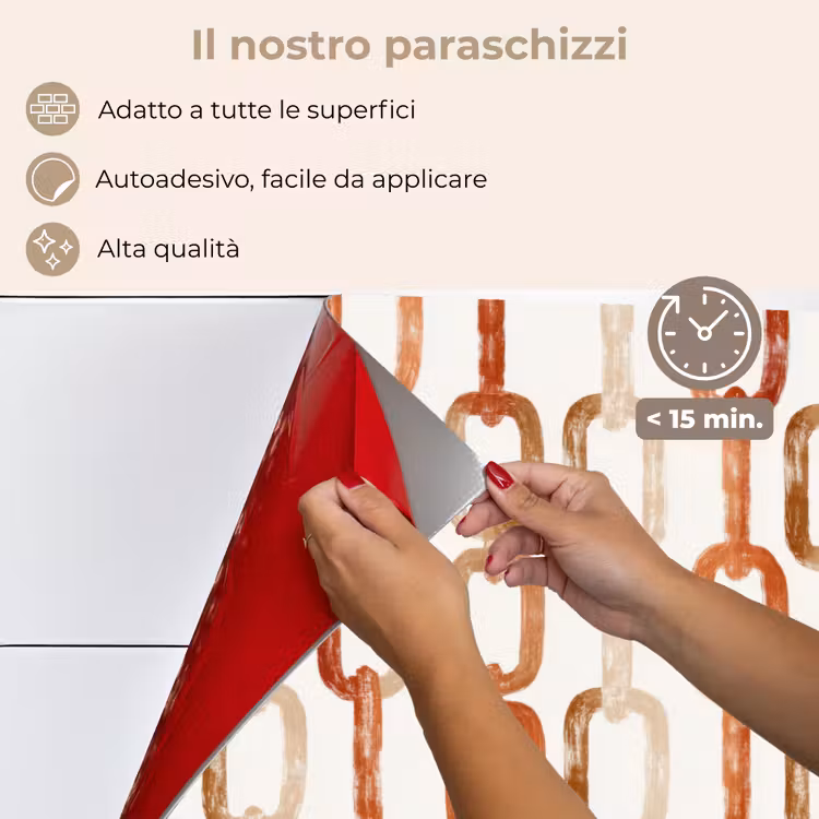 Paraschizzi cucina - Anelli - Motivo - Acquerello - Terracotta — 4